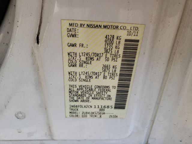 79780023 :رقم المزاد ، 1N6BF0LX2CN111685 vin ، 2012 Nissan Nv 2500 مزاد بيع