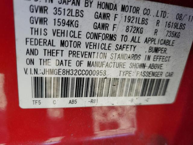 Продажа на аукционе авто 2012 Honda Fit, vin: JHMGE8H32CC000953, номер лота: 78668393