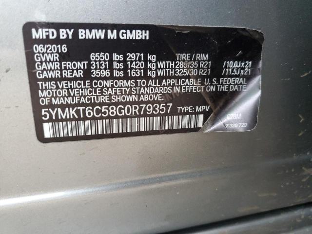 79043573 :رقم المزاد ، 5YMKT6C58G0R79357 vin ، 2016 Bmw X5 M مزاد بيع