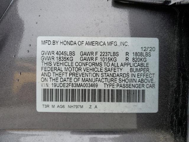 76721423 :رقم المزاد ، 19UDE2F83MA003469 vin ، 2021 Acura Ilx Premium A-spec مزاد بيع