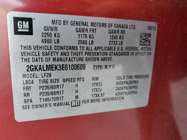 Aukcja sprzedaży 2014 Gmc Terrain Sle, vin: 2GKALMEK3E6100609, numer aukcji: 80725243