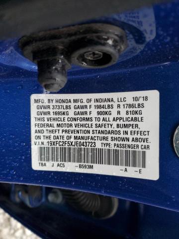 81609423 :رقم المزاد ، 19XFC2F5XJE043723 vin ، 2018 Honda Civic Lx مزاد بيع