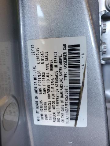 80863453 :رقم المزاد ، 1HGCP2F3XCA106817 vin ، 2012 Honda Accord Lx مزاد بيع