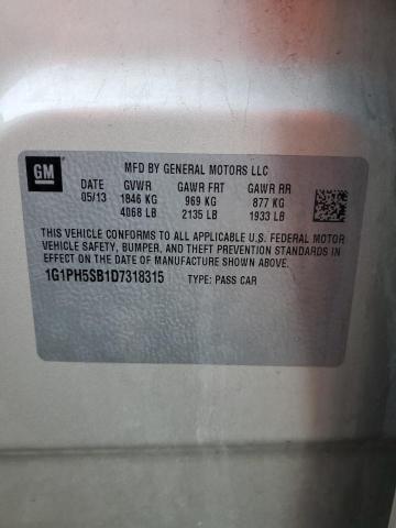 2013 Chevrolet Cruze Eco მანქანა იყიდება აუქციონზე, vin: 1G1PH5SB1D7318315, აუქციონის ნომერი: 81403773