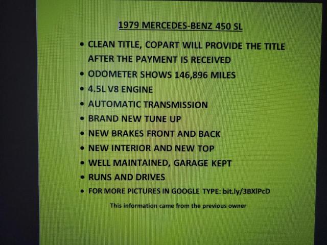 Продажа на аукционе авто 1979 Mercedes-benz 450 Sl, vin: 10704412052292, номер лота: 78633633