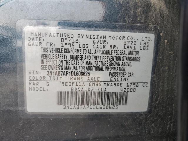 2013 Nissan Sentra S მანქანა იყიდება აუქციონზე, vin: 3N1AB7AP1DL608625, აუქციონის ნომერი: 78595933