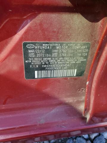 2013 Hyundai Elantra Gls მანქანა იყიდება აუქციონზე, vin: KMHDH4AE6DU494547, აუქციონის ნომერი: 82379013