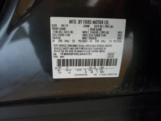 79576853 :رقم المزاد ، 1FMSK8FH5LGA93751 vin ، 2020 Ford Explorer Limited مزاد بيع