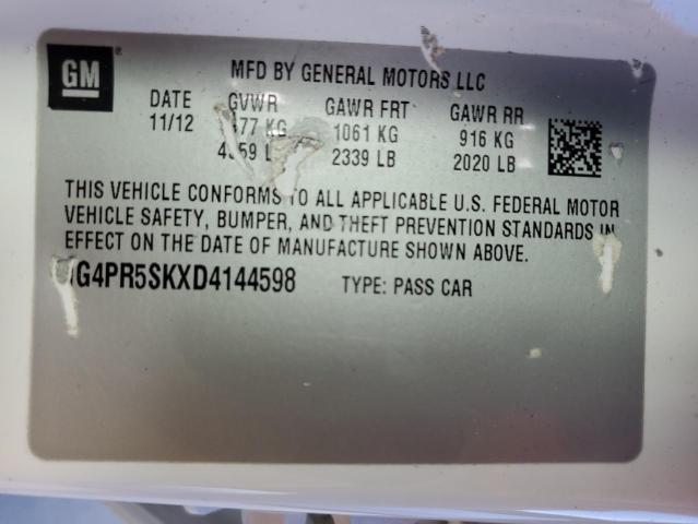 2013 Buick Verano Convenience მანქანა იყიდება აუქციონზე, vin: 1G4PR5SKXD4144598, აუქციონის ნომერი: 78401633