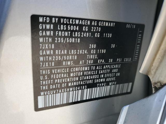 Auction sale of the 2017 Volkswagen Tiguan Sport, vin: WVGUV7AX5HW504183, lot number: 81410563