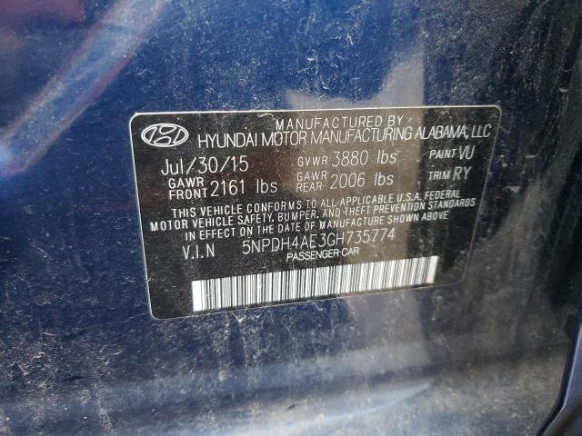 79694613 :رقم المزاد ، 5NPDH4AE3GH735774 vin ، 2016 Hyundai Elantra Se مزاد بيع