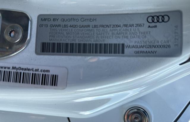 82892123 :رقم المزاد ، WUASUAFG2EN000926 vin ، 2014 Audi R8 4.2 Quattro مزاد بيع