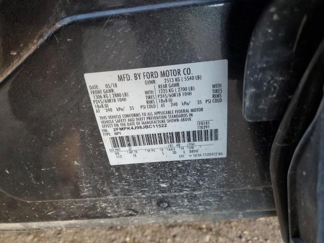 2018 Ford Edge Sel მანქანა იყიდება აუქციონზე, vin: 2FMPK4J98JBC11522, აუქციონის ნომერი: 80052903