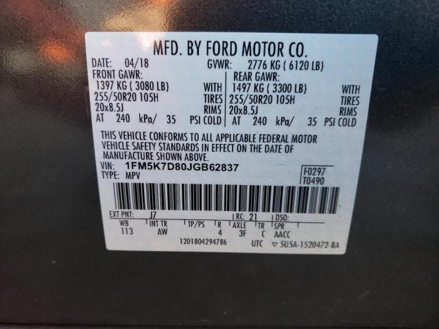 Aukcja sprzedaży 2018 Ford Explorer Xlt, vin: 1FM5K7D80JGB62837, numer aukcji: 80429313