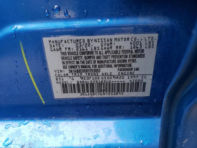 79780843 :رقم المزاد ، 3N1AB8CV6NY253893 vin ، 2022 Nissan Sentra Sv مزاد بيع