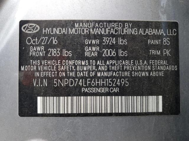 Aukcja sprzedaży 2017 Hyundai Elantra Se, vin: 5NPD74LF6HH152495, numer aukcji: 78567033