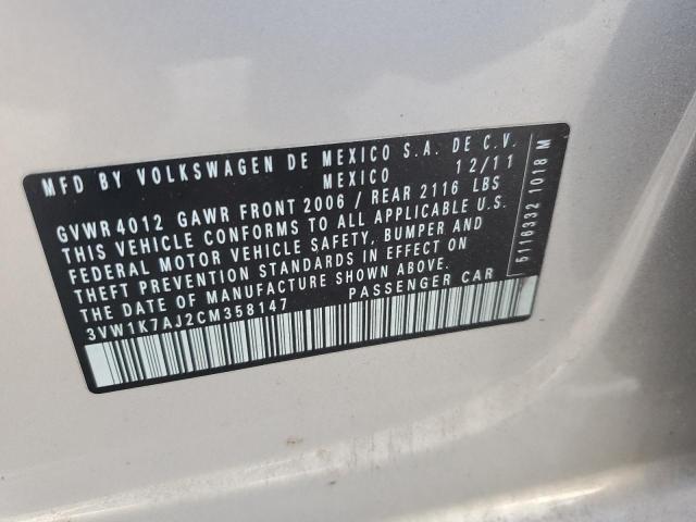 Aukcja sprzedaży 2012 Volkswagen Jetta, vin: 3VW1K7AJ2CM358147, numer aukcji: 83954884