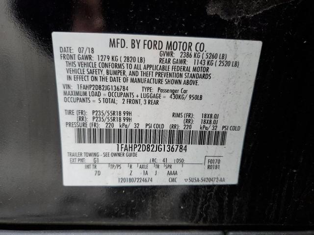 84899254 :رقم المزاد ، 1FAHP2D82JG136784 vin ، 2018 Ford Taurus مزاد بيع