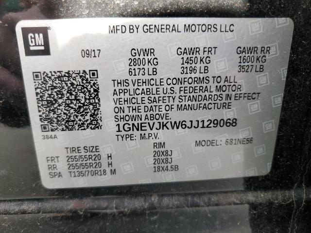 Auction sale of the 2018 Chevrolet Traverse, vin: 1GNEVJKW6JJ129068, lot number: 84912044