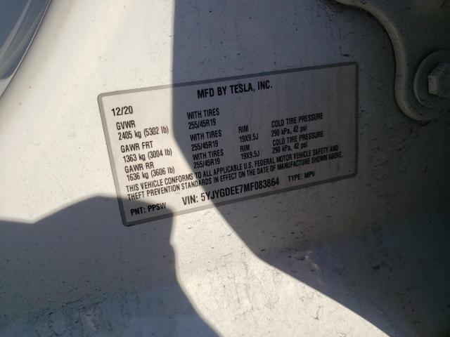 Aukcja sprzedaży 2021 Tesla Model Y, vin: 5YJYGDEE7MF083864, numer aukcji: 85034204