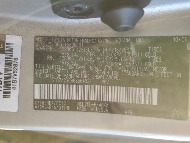 Продаж на аукціоні авто 2006 Toyota Sienna/le, vin: 5TDZA23C86S564927, номер лоту: 87084464
