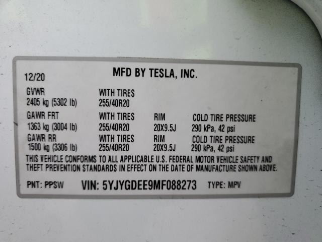 Продажа на аукционе авто 2021 Tesla Model Y, vin: 5YJYGDEE9MF088273, номер лота: 84972804