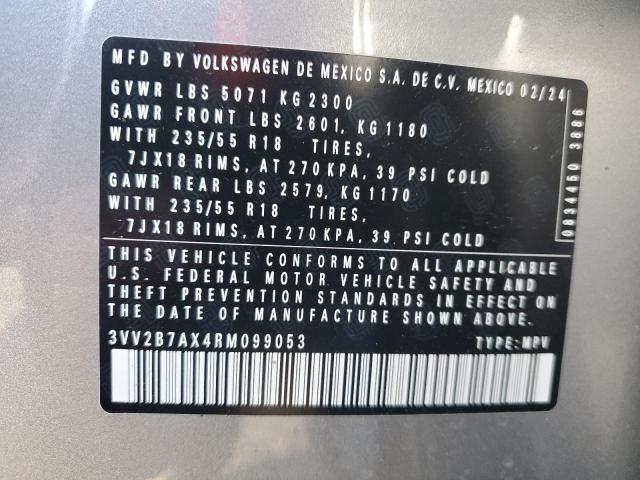 83609814 :رقم المزاد ، 3VV2B7AX4RM099053 vin ، 2024 Volkswagen Tiguan مزاد بيع