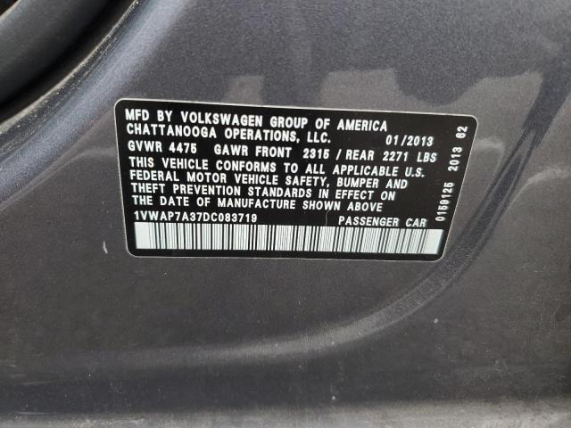 84749494 :رقم المزاد ، 1VWAP7A37DC083719 vin ، 2013 Volkswagen Passat مزاد بيع