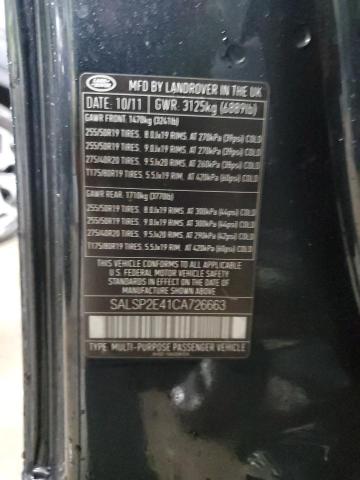 87071244 :رقم المزاد ، SALSP2E41CA726663 vin ، 2012 Land Rover Range Rove مزاد بيع
