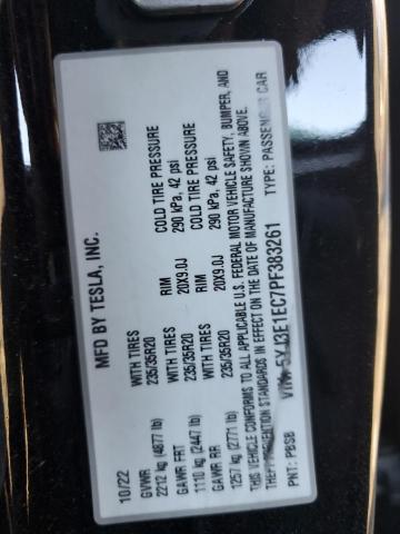 2023 Tesla Model 3 მანქანა იყიდება აუქციონზე, vin: 5YJ3E1EC7PF383261, აუქციონის ნომერი: 85292304