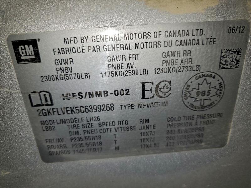 Продаж на аукціоні авто 2012 Gmc Terrain, vin: 2GKFLVEK5C6399268, номер лоту: 94272225
