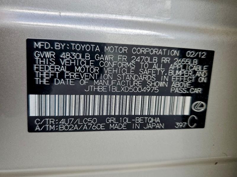 95694115 :رقم المزاد ، JTHBE1BLXD5004975 vin ، 2013 Lexus Gs 350 مزاد بيع