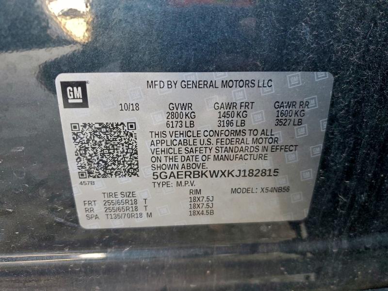 2019 Buick Enclave მანქანა იყიდება აუქციონზე, vin: 5GAERBKWXKJ182815, აუქციონის ნომერი: 95695275