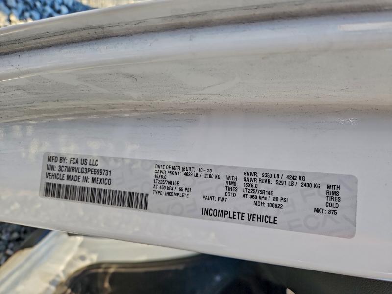 95918125 :رقم المزاد ، 3C7WRVLG3PE599731 vin ، 2023 Ram Promaster مزاد بيع