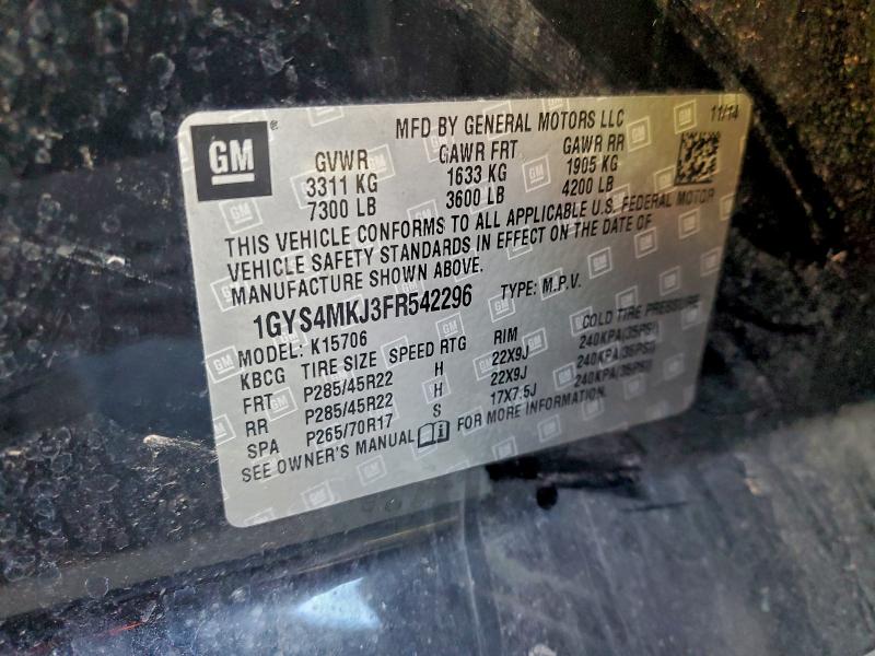97729775 :رقم المزاد ، 1GYS4MKJ3FR542296 vin ، 2015 Cadillac Escalade L مزاد بيع