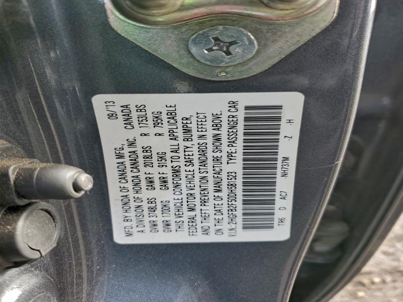 Продаж на аукціоні авто 2013 Honda Civic, vin: 2HGFB2F50DH581523, номер лоту: 95208165