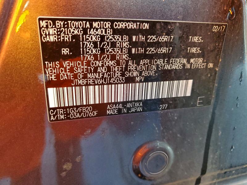 Aukcja sprzedaży 2017 Toyota Rav4, vin: JTMBFREV6HJ145033, numer aukcji: 96624705