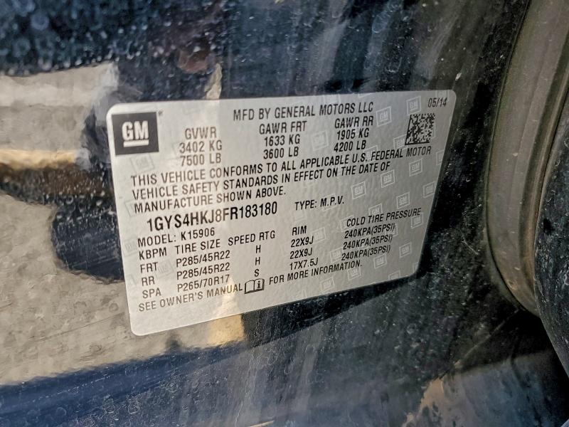 Aukcja sprzedaży 2015 Cadillac Escalade E, vin: 1GYS4HKJ8FR183180, numer aukcji: 96900185