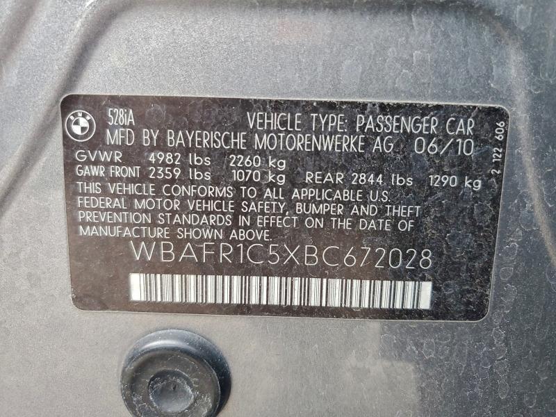 Продажа на аукционе авто 2011 Bmw 528, vin: WBAFR1C5XBC672028, номер лота: 97600905