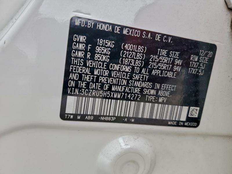 Продажа на аукционе авто 2021 Honda Hr-v Ex, vin: 3CZRU5H5XMM714272, номер лота: 96133155