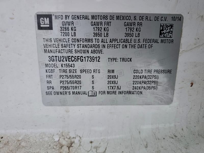 Aukcja sprzedaży 2015 Gmc Sierra, vin: 3GTU2VEC6FG173912, numer aukcji: 91579915