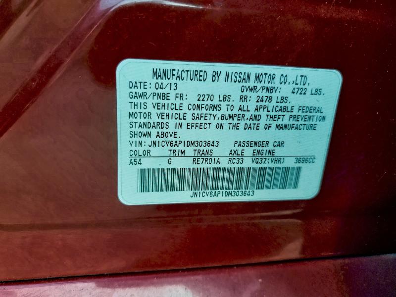 Продажа на аукционе авто 2013 Infiniti G37, vin: JN1CV6AP1DM303643, номер лота: 96314545