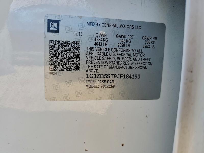 Aukcja sprzedaży 2018 Chevrolet Malibu, vin: 1G1ZB5ST9JF184190, numer aukcji: 95775035