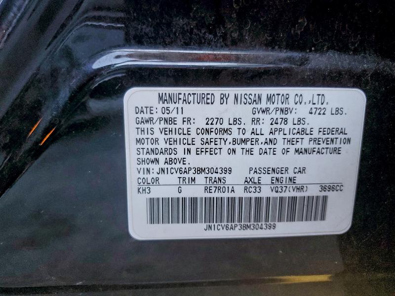 Aukcja sprzedaży 2011 Infiniti G37, vin: JN1CV6AP3BM304399, numer aukcji: 96532905