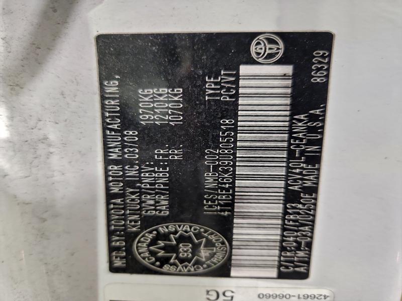 2009 Toyota Camry Base მანქანა იყიდება აუქციონზე, vin: 4T1BE46K39U805518, აუქციონის ნომერი: 99250595