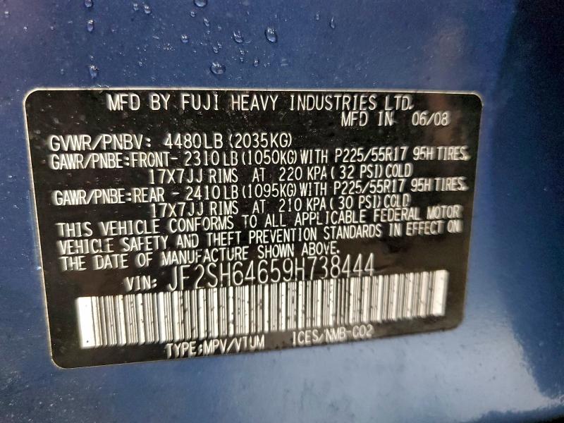 Aukcja sprzedaży 2009 Subaru Forester, vin: JF2SH64659H738444, numer aukcji: 94715605