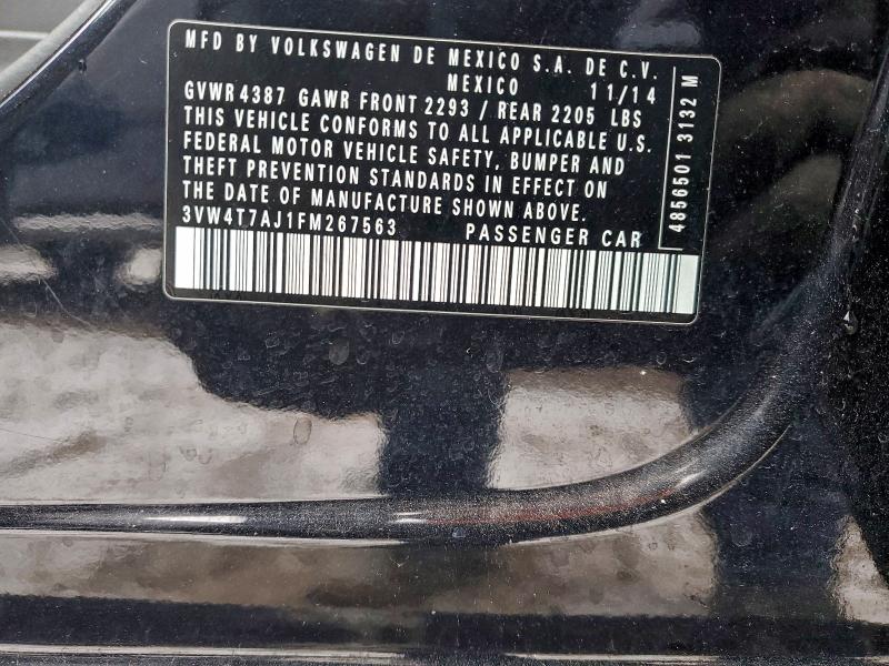 94394105 :رقم المزاد ، 3VW4T7AJ1FM267563 vin ، 2015 Volkswagen Jetta مزاد بيع