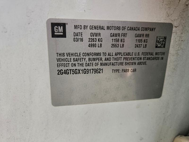 96223485 :رقم المزاد ، 2G4GT5GX1G9179621 vin ، 2016 Buick Regal مزاد بيع