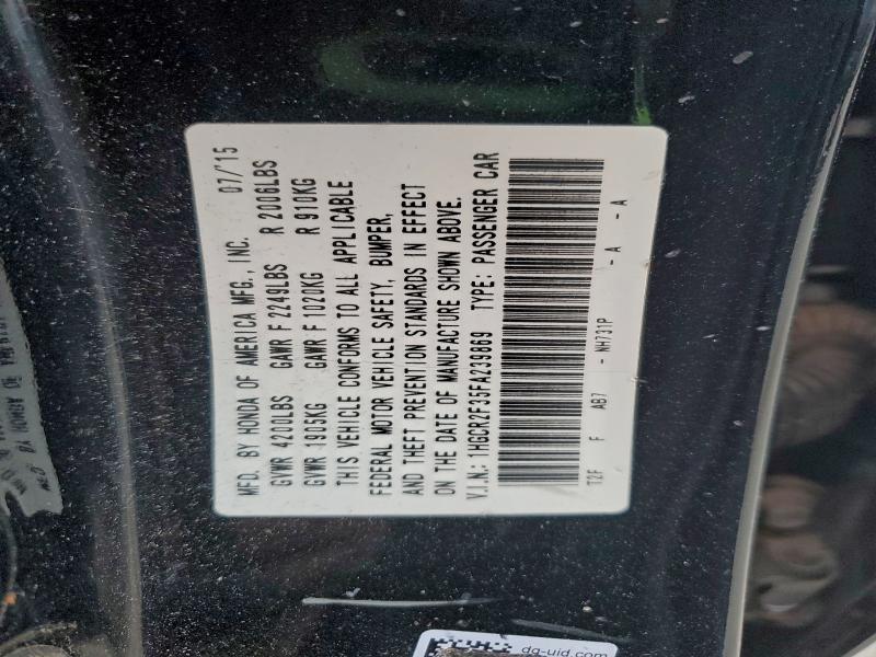 97822515 :رقم المزاد ، 1HGCR2F35FA239869 vin ، 2015 Honda Accord Lx مزاد بيع
