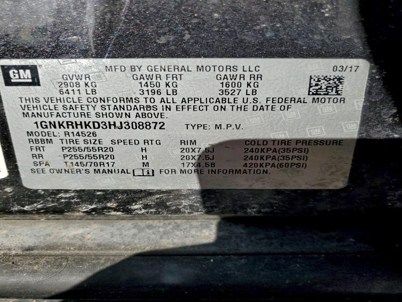 Продаж на аукціоні авто 2017 Chevrolet Traverse, vin: 1GNKRHKD3HJ308872, номер лоту: 97996765